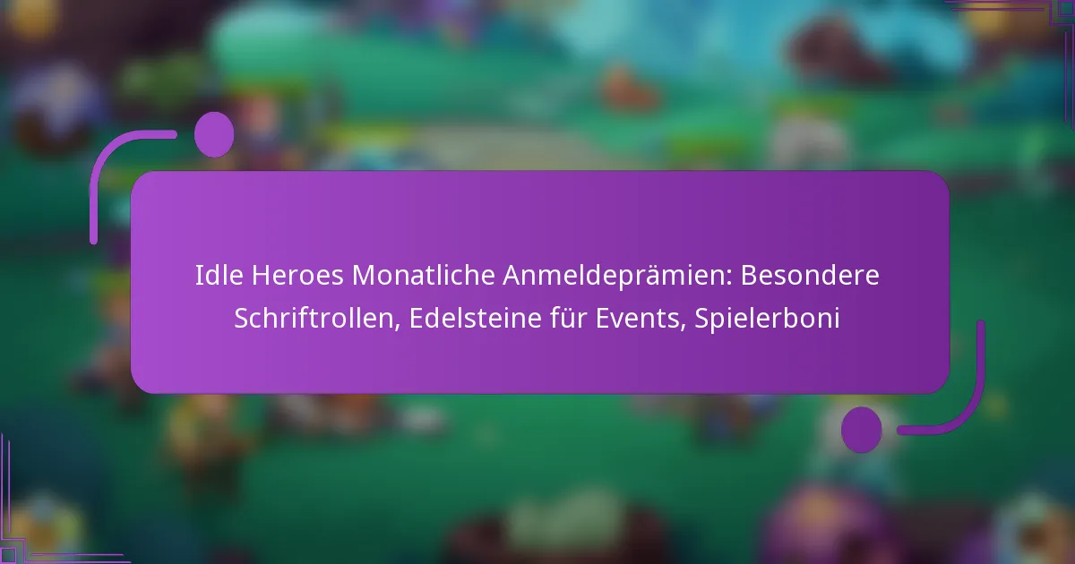 Idle Heroes Monatliche Anmeldeprämien: Besondere Schriftrollen, Edelsteine für Events, Spielerboni