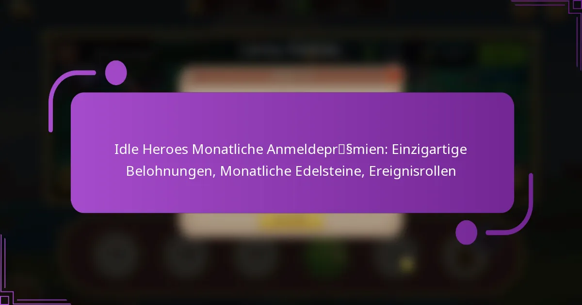 Idle Heroes Monatliche Anmeldeprämien: Einzigartige Belohnungen, Monatliche Edelsteine, Ereignisrollen